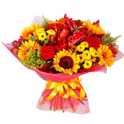 Красивый букет ароматных цветов «Солнечный всплеск»