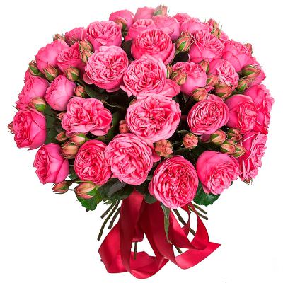 Букет из пионовидных розовых роз «Очарование весны»