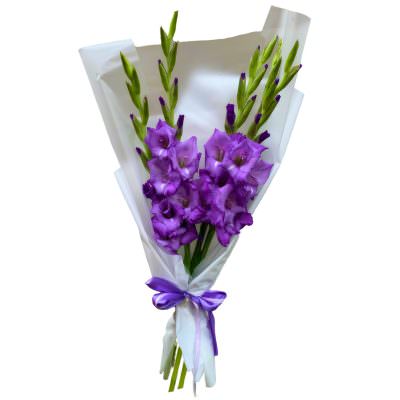 Букет с фиолетовыми гладиолусами «Фиолетовая фантазия»