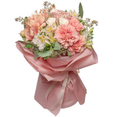Букет из розовых цветов «Мягкий блеск»