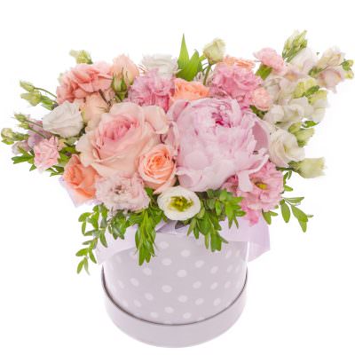 Цветочная композиция в коробке «Розовый флер»