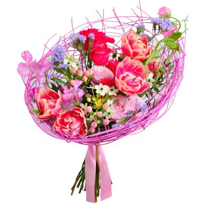Праздничный цветочный букет «Розовая феерия»