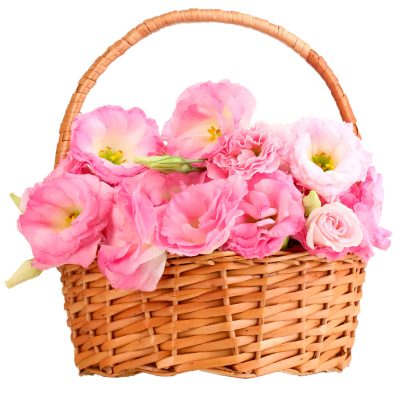 Корзина с эустомами «Розовая элегия»